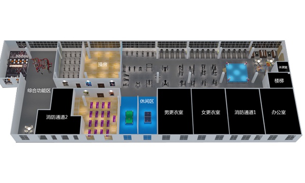 2000平方健身房配置方案-广西好博体育健身器材有限公司