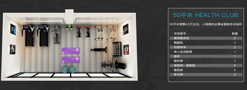 50平方健身室-好博体育健身器材企事业健身解决方案